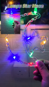 NEW Upgrade hari raya lights 5M 3Color Curtain Lights Star Moon Lights With Connector 11Modes Fairy Light 168LED Curtain String Lights Decoration for In/Outdoor Party Curtain Wedding Eid Muslim hari raya decoration