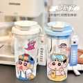 Kochava Cartoon Character Double Drink Straw Water Bottle Portable Student Sports Outdoor Water Jug High Aesthetic Value. 