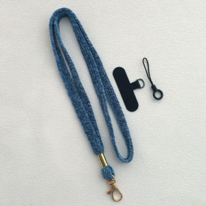 Gold Button Neck Hanging Rope Tassel Key Card Phone Accessory Anti-Lost Soft Weaving Material for Mobile Phone And Keys