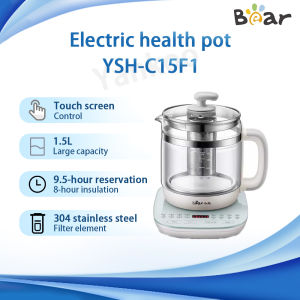 Bear Health Pot YSH-C15F1 With 304 Stainless Steel Filter Screen 1.5L Large Capacity Touch Screen Control High Borosilicate Glass Household Health Kettle