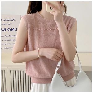 Lace Camisole Womens Summer 2024 New Inner Wear Sleeveless T-shirt Top Cut Out Thin Knitting Bottoming Shirt