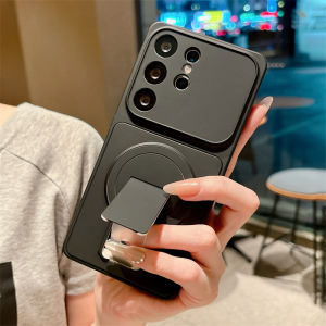 Luxury Fold Holder Stand Magnetic Matte Case for Samsung Galaxy S26 S25 Edge S23 S22 S21 FE S24 Ultra Plus Shockproof Hard Cover