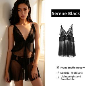 GAINREEL | French Style High Slit Lace Sleepwear