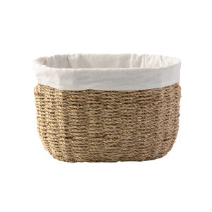 Simple French Style Home Use Storage Basket for Clothes And Miscellaneous Items Woven with Grass for Bedroom Organization