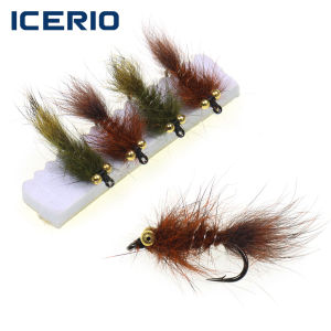 ICERIO Beadhead Squirrel Mini Bugger Leech Streamer Fly – Copper Ribbing Bead Chain Eye for Trout Bass Freshwater Fishing