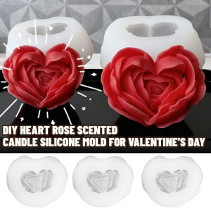 Love Flower Silicone Mold DIY Heart Shaped Rose Scented Candle Plaster Soap Resin Molds Handmade Chocolate Dessert Cake Tool
