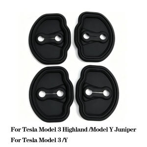 4Pcs Car Silicone Door Lock Cover Protective Stickers Car Door Lock Damper For Tesla Model 3 Y Highland Juniper Accessories