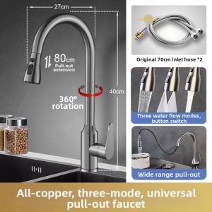 Stainless Steel Pull-down Anti-splash Hot and Cold Kitchen Faucet