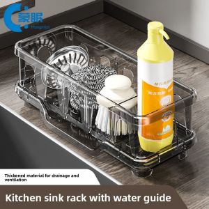 MENGMIAN | Transparent Kitchen Faucet Mount Dish Rack