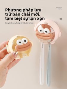 Tủ Đựng Bàn Chải Đánh Răng Không Cần Đục Lỗ Giá Để Ly Nước Súc Miệng Giá Để Đồ Vệ Sinh Răng Miệng Trong Nhà Tắm Bằng Nhựa ABS Kiểu Dáng Hoạt Hình