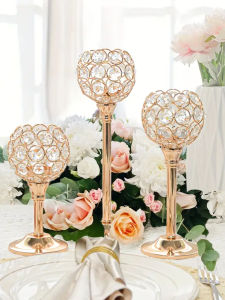 1/3pcs Crystal Candle Holder Golden Candlestick Decorative Tealight Candle Holder For Wedding/Party/Table Centerpiece Decor