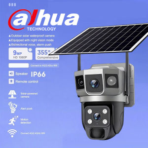 【Free Gift】Dahua Three Lens Solar CCTV Camera Full Color Night Vision Waterproof Surveillance Two-way Audio Wireless IP Security Cameras With Solar Charging Panel