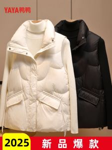 Áo Khoác Lông Vũ Ngắn Cho Cặp Đôi Áo Khoác Ngoài Thời Trang Thường Ngày Rộng Rãi Không Tay Cổ Đứng Khóa Kéo Mùa Đông