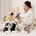 23cm Simulation Dog Plush Doll Cute Mini Schnauzer Bulldog Husky Shar-pei Animal Stuffed Toy Home Decor Gift For Boys And Girls. 