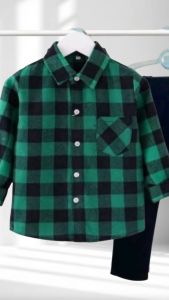 Setelan Kemeja Flanel Anak Laki-Laki & Celana Chinos Panjang 1-10 Tahun