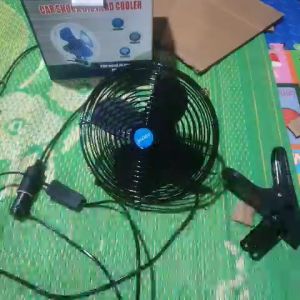 Quạt Kẹp Lồng Sắt Cánh Sắt 22cm Màu Đen 12V Hoặc 24V Kẹp Trên Ô Tô Xe Hơi