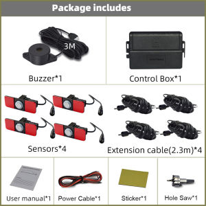 QXNY Parktron Parking Sensor Backup Radar Plane 4 Rear Sensor for Bumper Adjustable Depth To Assist Bumper Distance System