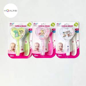 Sisir bayi dan sikat bentuk hati lucu Baby comb and brush BPA Free 4409-1 heart shape fun baby comb unik design