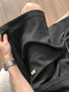 ROMON | Lormen Mens Summer Thin Fashionable Five-Part Ice Silk Sports Shorts Quick-Drying Beach Casual Mid-Length Straight Leg Pants