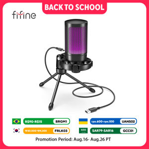AmpliGame by FIFINE RGB USB Gaming Microphone with Light-touch MuteCondenser Mic with Tripod for PCPS4/5Laptop Streaming-A2