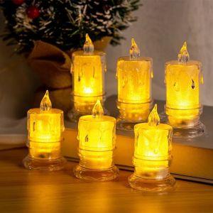Crystal LED Candle Lamp Romantic Flameless Flashing Decorative Candles Battery Operated Tealight for Wedding Party Home Christmas Decoration