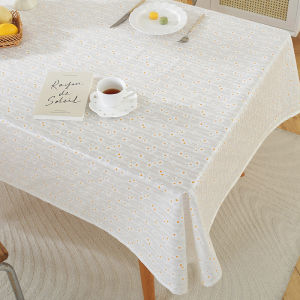 Waterproof And Oil-Resistant Tablecloth Cotton Linen Small Fresh Daisy Floral Pattern
