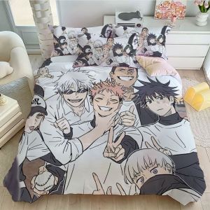 2024 New Anime Jujutsu Kaisen Bedding Set Four-Piece Student Children Bedroom Dormitory Single Bed Three-Piece Set Cartoon Style