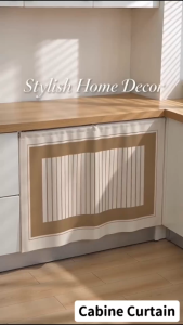 Thickened Kitchen Sink Curtain Premium Cabinet Curtain Short Kurtina Lababo Curtain With Velcro Muti-size Wide Curtain