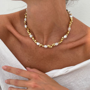 Ingemark Creative Irregular Plastics Beads Chain Necklace for Women Vintage Imitation Pearl Choker Wed Bridal Neck Jewelry Gift