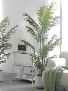 🔥Send flower pots🔥Artificial plant 18pcs 85CM/24pcs 95CM Artificial Palm Leaves monstera plant Artificial Leaves artificial fiddle plant Monstera plant Fiddle Leaf Fig Tree Ficus Lyrata Plant For Indoor Home Office Decoration Artificial Plants