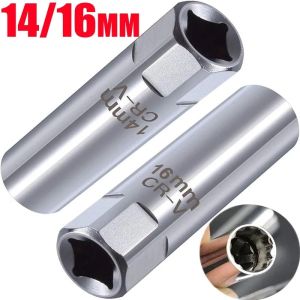 【Pphha】Car Spark Plug Socket Universal Spring/Magnetic 3/8 Interface Sleeve Wrench Spark Plug Removal Practical Repair Tool Auto Accessories 14mm/16mm