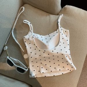 Spotted Low-Back Sleeveless Camisole With Padding