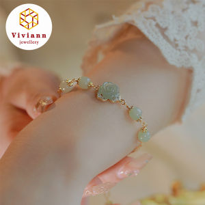 Viviann Original Design Rose Hetian Jade Bracelet For Women New Chinese Jewelry Vintage Light Luxury Hetian Jade Beaded Charm Bracelet Party Casual Fashion Jewelry for Women Gifts