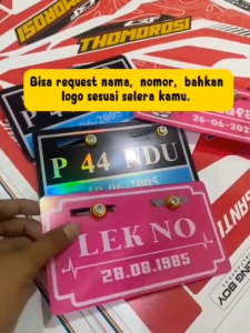 Plat Sepeda Listrik Custom Nama & Nomor – Edisi Spesial Akrilik Premium + Free Baut SL 2