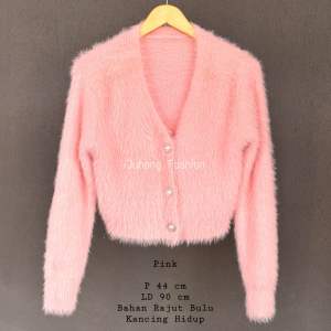 WONYOUNG - Croptop Cardigan Rajut Bulu Pita Koreanstyle Premium