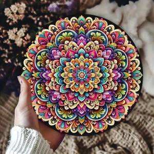 Dreamex Boho Tin Sign 8 Inch Round Mandala Wall Art Decor Handmade Metal Wreath for Living Room Bedroom Home