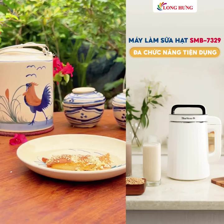 Máy làm sữa hạt đa năng Bluestone SMB-7329 - Hàng chính hãng - Chương trình nấu đa dạng, nấu nhanh chỉ trong 17 phút, ngắt điện khi quá nhiệt