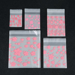 100pcs/lot Sakura Transparent Self Sealing Bag Pink Flower Pattern Plastic Bag Candy Cookie Storage Bag Jewelry Packaging Bag