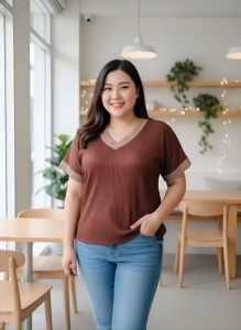 A.O.N.Shop เสื้อผ้าแฟชั่นผู้หญิง เสื้อสาวอวบ คอวี แขนสั้น อกระหว่าง 36-44 นิ้ว ใส่ได้ทุกโอกาส#MM39