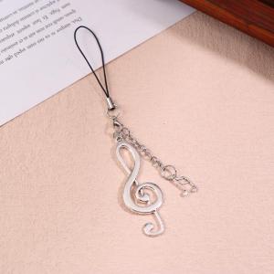 【Y】1/2Pcs Y2K Vintage Musical Note Mobile Phone Lanyard Trendy Metal Musical Note Phone Chain Keyring Charm Pendant Gifts
