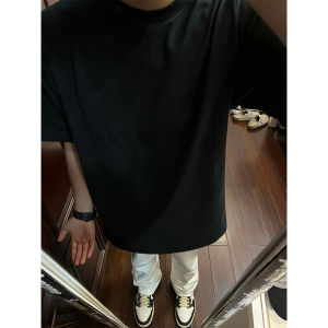 High-Grammage Black T-Shirt for Men Summer American Trendy Brand Half Sleeve Short Sleeve Combed Cotton Couples Tee