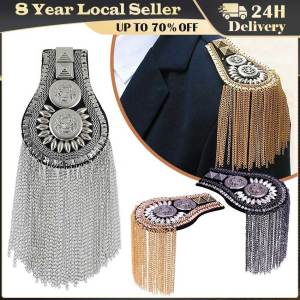 ❤️【Same Day Delivery】 British Style Handmade Shoulder Jewelry Tassel Rhinestones Epaulettes Clothing Accessories Brooch Epaulet Shoulder Brooches LZC-Shoulder-Mark