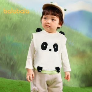 Balabala คาร์ดิแกนเด็กผู้หญิงเสื้อกล้ามเด็กคาร์ดิแกนเด็กผู้หญิงสำหรับใส่ในฤดูใบไม้ร่วงเสื้อนอกคอลเลกชันใหม่2024มีเสื้อกั๊กเด็กผู้ชายอบอุ่นและน่ารัก