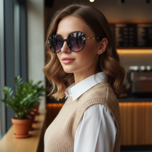 Luxurious Oversized Cat-eye Sunglasses With Metal Accents And Gradient Lenses For Uv Protection6066