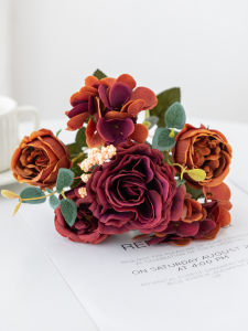1/4pcs Artificial Flowers Silk Rose BrialBouquet Hydrangea Peony Bridal Holding Fake Plant Home Room Wedding Decora Diy Gift Box