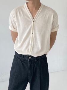 DAVID&ME | V-neck Knit Cardigan T-Shirt Casual Comfortable Short Sleeve for Summer