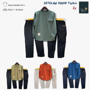 TABINA Setelan Kaos Anak Laki-Laki Lengan Panjang seri Yazid Twill usia 2 hingga 16 tahun Remaja