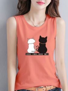 Pure Cotton Strap Vest Women Summer New Loose Slimming Prevent Exposure Small Print Sleeveless Inner Wear Outerwear Top