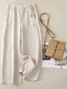 New Chinese Style Artistic High Waist Loose Cotton Linen Wide Leg Pants Womens Spring Autumn New Loose Retro Straight Leg Casual Long Trousers