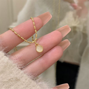 Gold Opal Pendant Necklace for Women Refined and Simple Fashion All-Match Clavicle Chain Fancy Niche Style Temperament Necklace